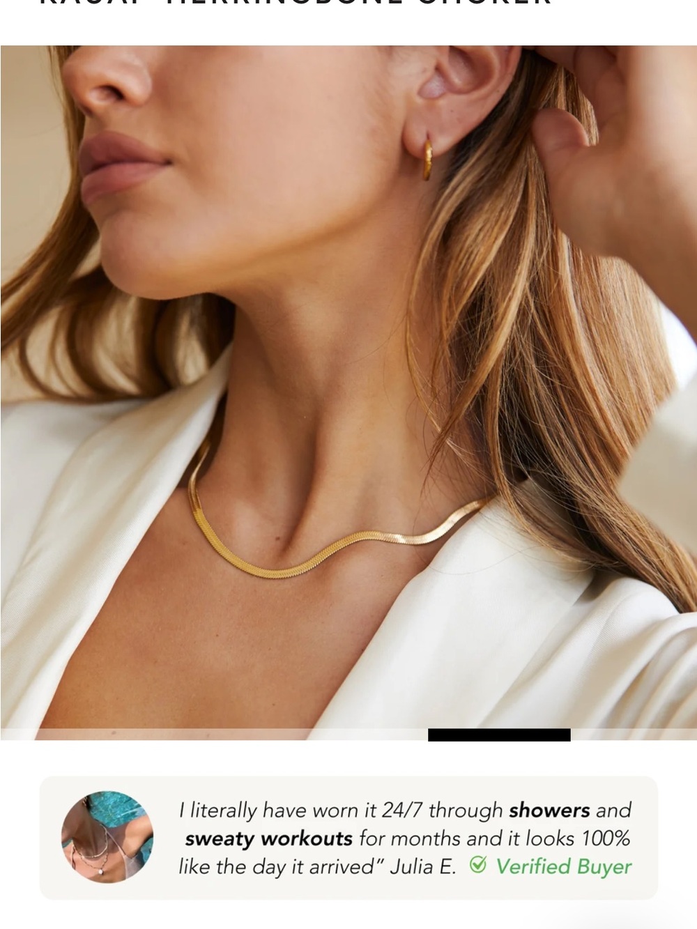 Gold Herringbone Choker Necklace - Women Jewelry